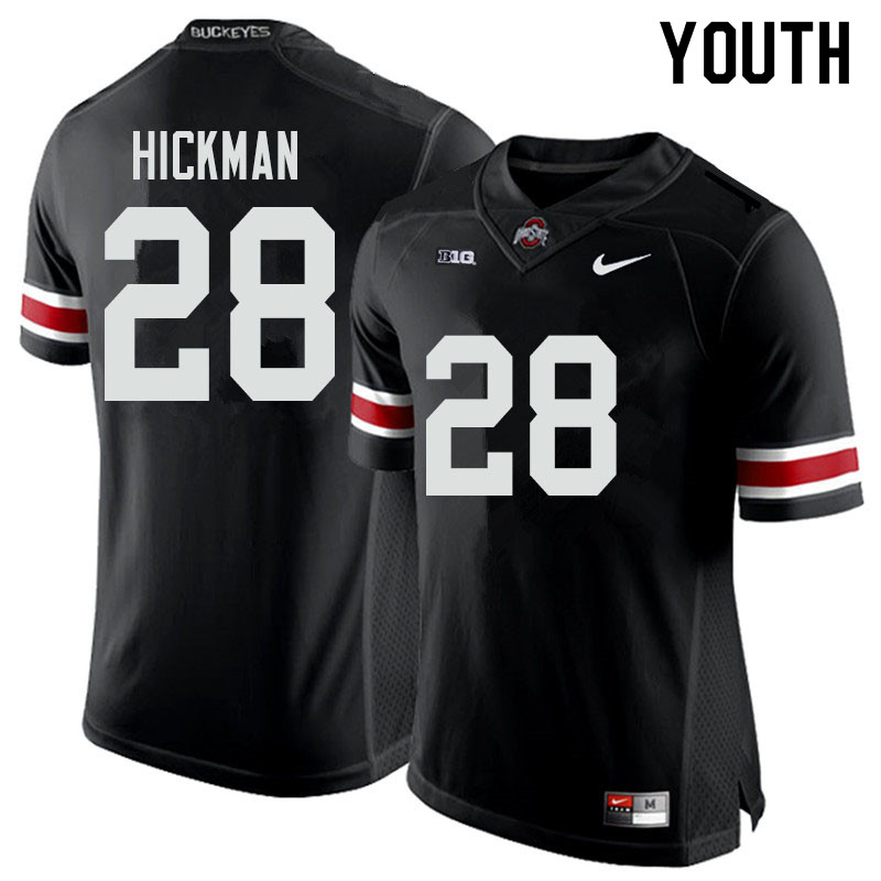 Ohio State Buckeyes Ronnie Hickman Youth #28 Black Authentic Stitched College Football Jersey